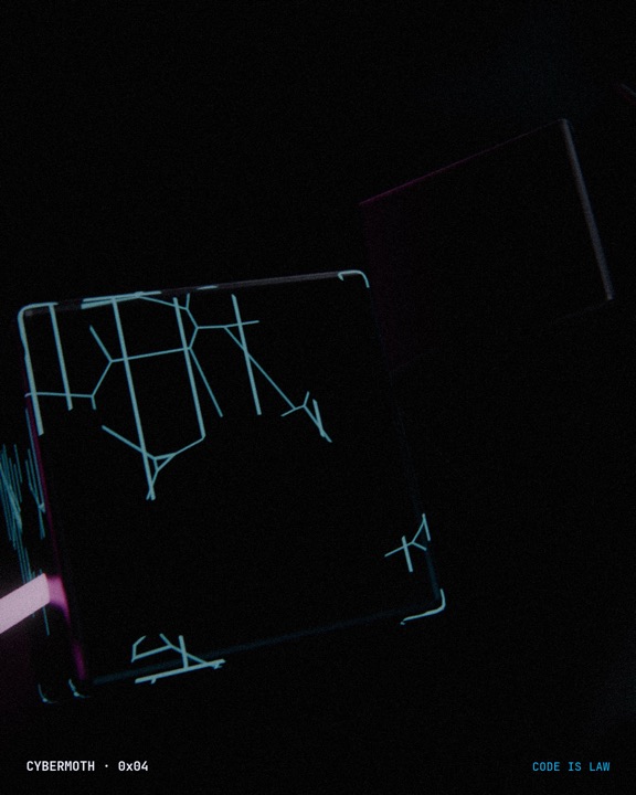 A chain of glowing blocks in the dark